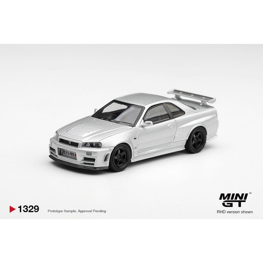 Mini GT - Pre-Order - Nissan NISMO R34GT-R Z-tune Z-Tune Silver - MGT01329-BL Blister