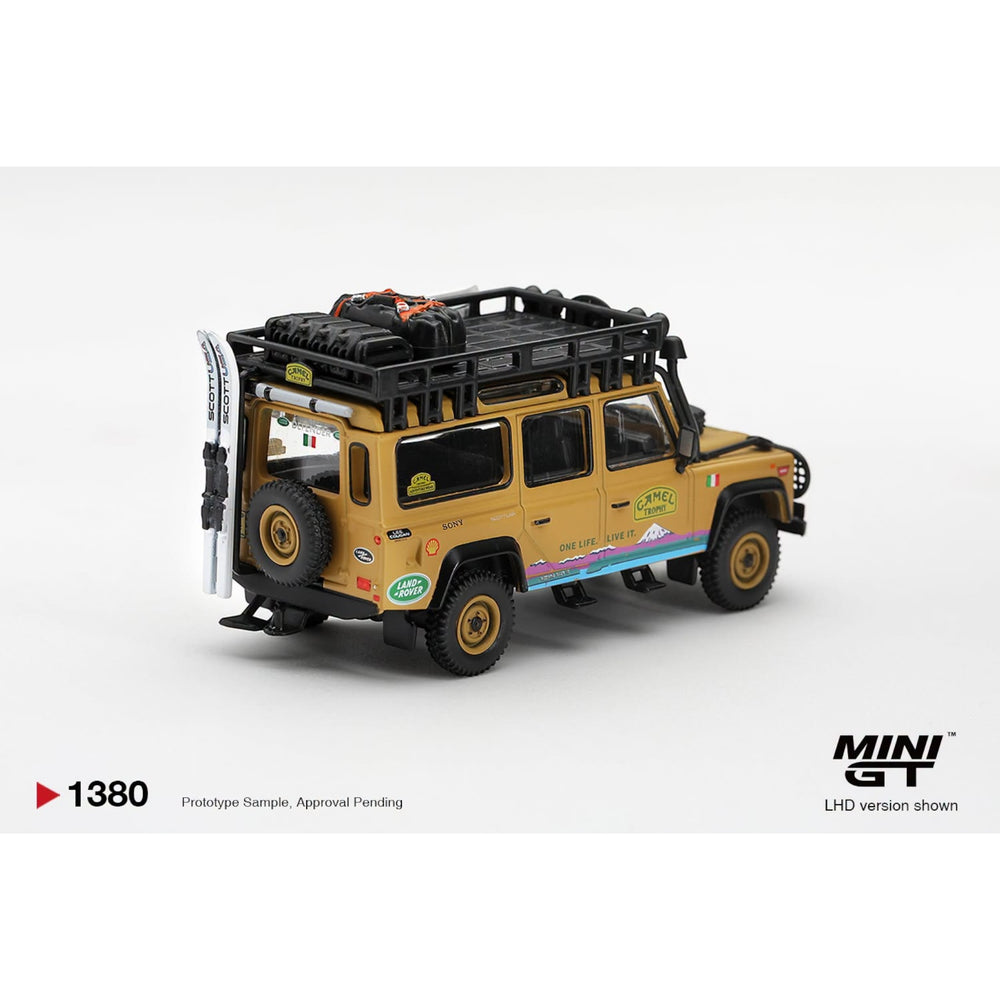 Mini GT - Pre-Order - Land Rover Defender 110 1998 Camel Trophy Tierra del Fuego CT.24 Italy - MGT01380 (LHD)