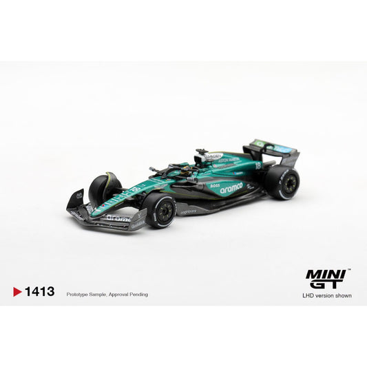 Mini GT - Pre-Order - Aston Martin AMR24 #18 Lance Stroll 2024 F1 2024 Las Vegas GP - MGT01413 (LHD)
