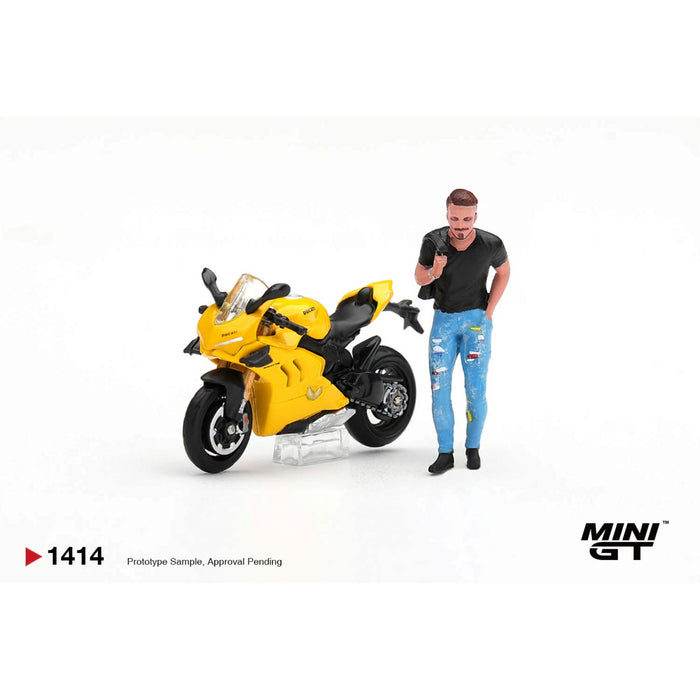 Mini GT - Pre-Order - Ducati Panigale V4 S Giallo w/ figure - MGT01414