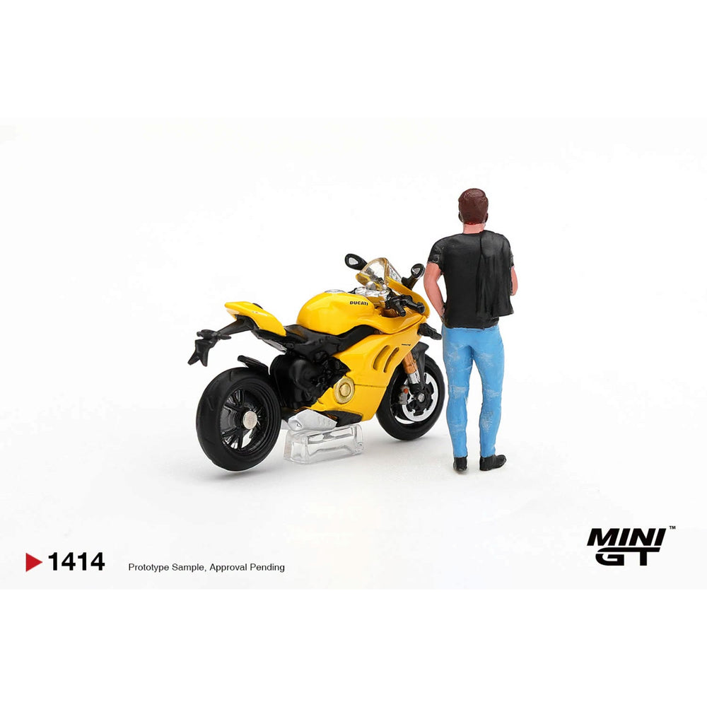Mini GT - Pre-Order - Ducati Panigale V4 S Giallo w/ figure - MGT01414
