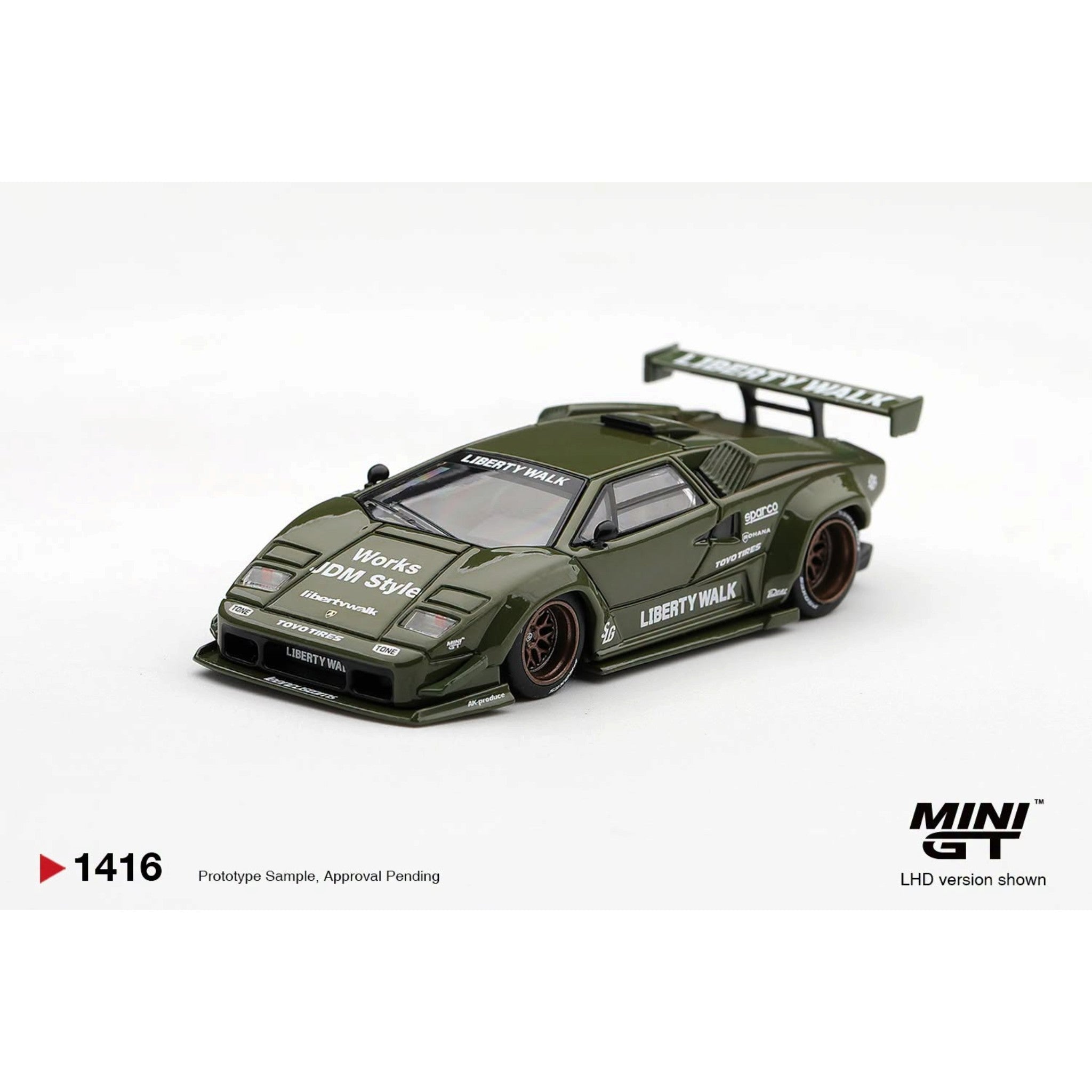 Mini GT - Pre-Order - Lamborghini Countach LB-WORKS Army Green - MGT01416 (LHD)