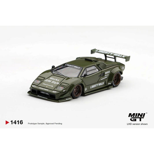 Mini GT - Pre-Order - Lamborghini Countach LB-WORKS Army Green - MGT01416-BL Blister