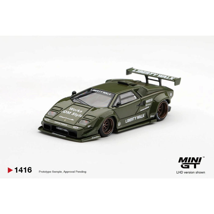 Mini GT - Pre-Order - Lamborghini Countach LB-WORKS Army Green - MGT01416 (LHD)