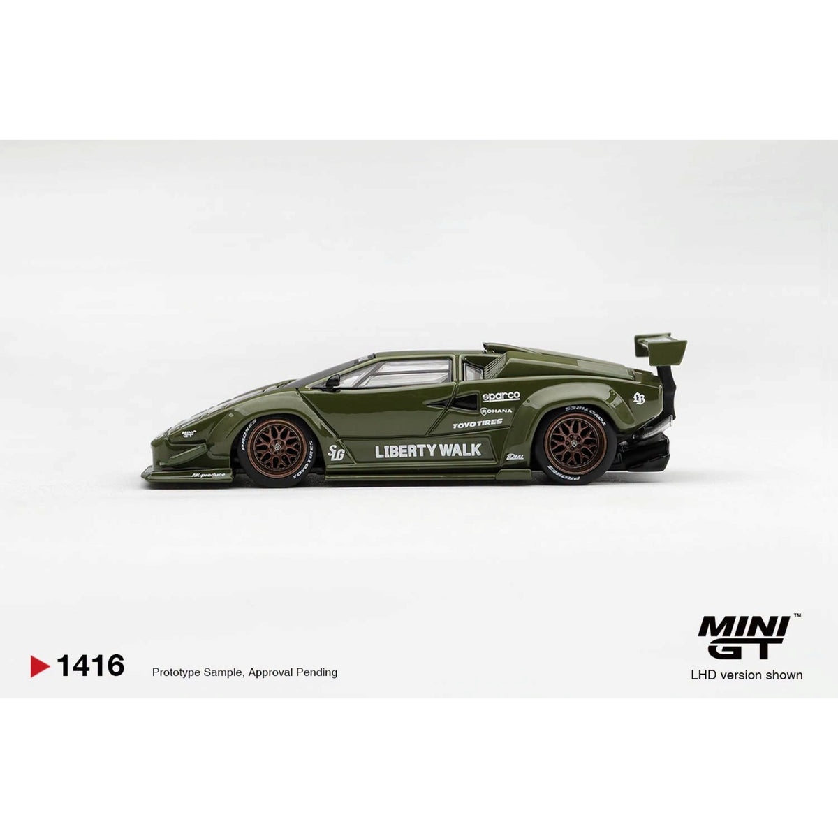 Mini GT - Pre-Order - Lamborghini Countach LB-WORKS Army Green - MGT01416 (LHD)