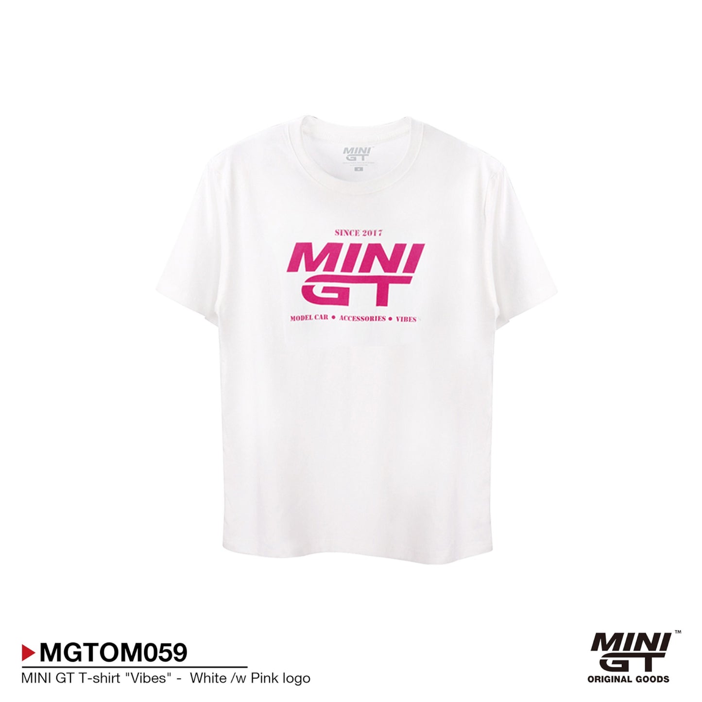 MINI GT - Pre-Order - T-shirt "Vibes" - White /w Pink logo (Lady size) - MGTOM059 - Gr. XXS - L