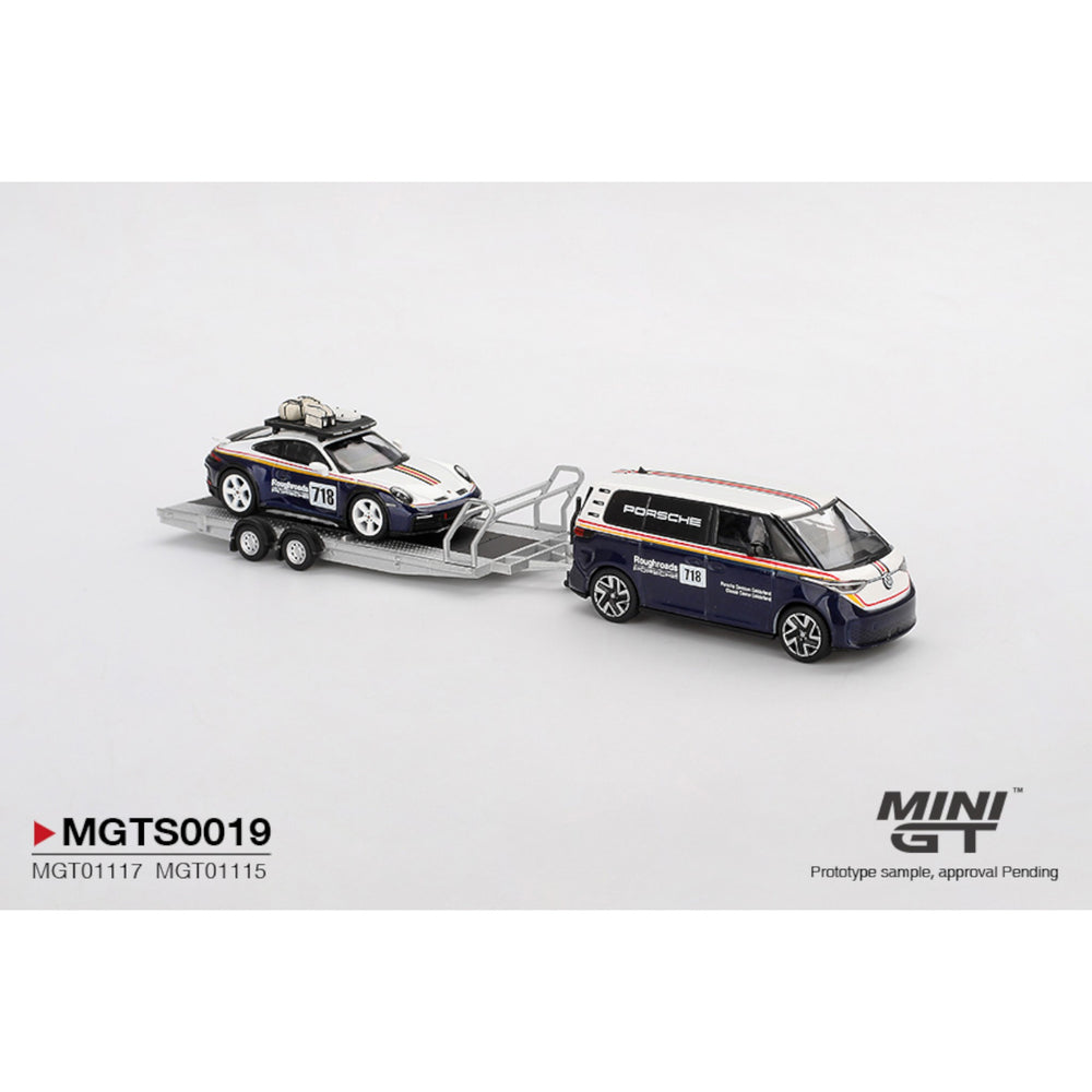 Mini GT - Pre-Order - Porsche 911 Dakar #718 / Volkswagen ID. Buzz Porsche Centrum Gelderland Roughroads Set - MGTS0019