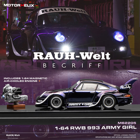 Motorhelix - Pre-Order - RWB993, Army Girl- Included Magnetic Engine Display - Rauh Welt - M62205