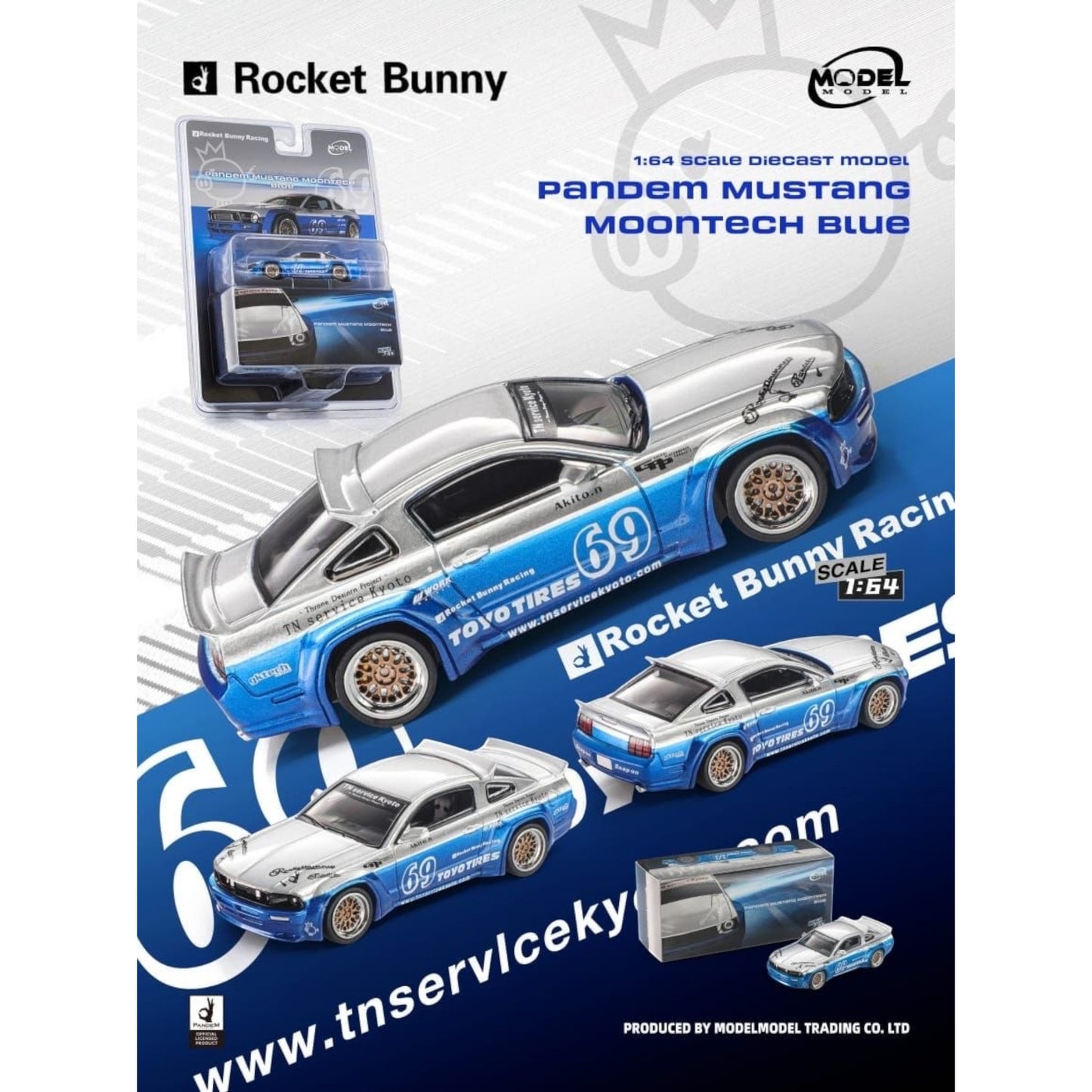 ModelModel - Pre-Order - Pandem Mustang, moontech blue - MM64-PM-009