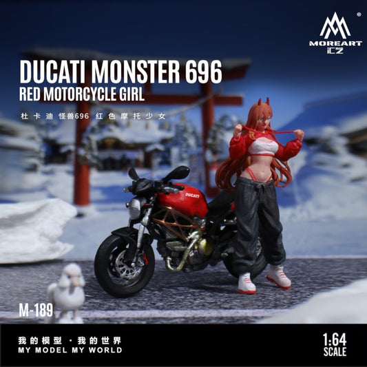 Pre-Order bis 08.09.2025 - MoreArt - Ducati Monster 696 with Red Motorcycle Girl - MO222189