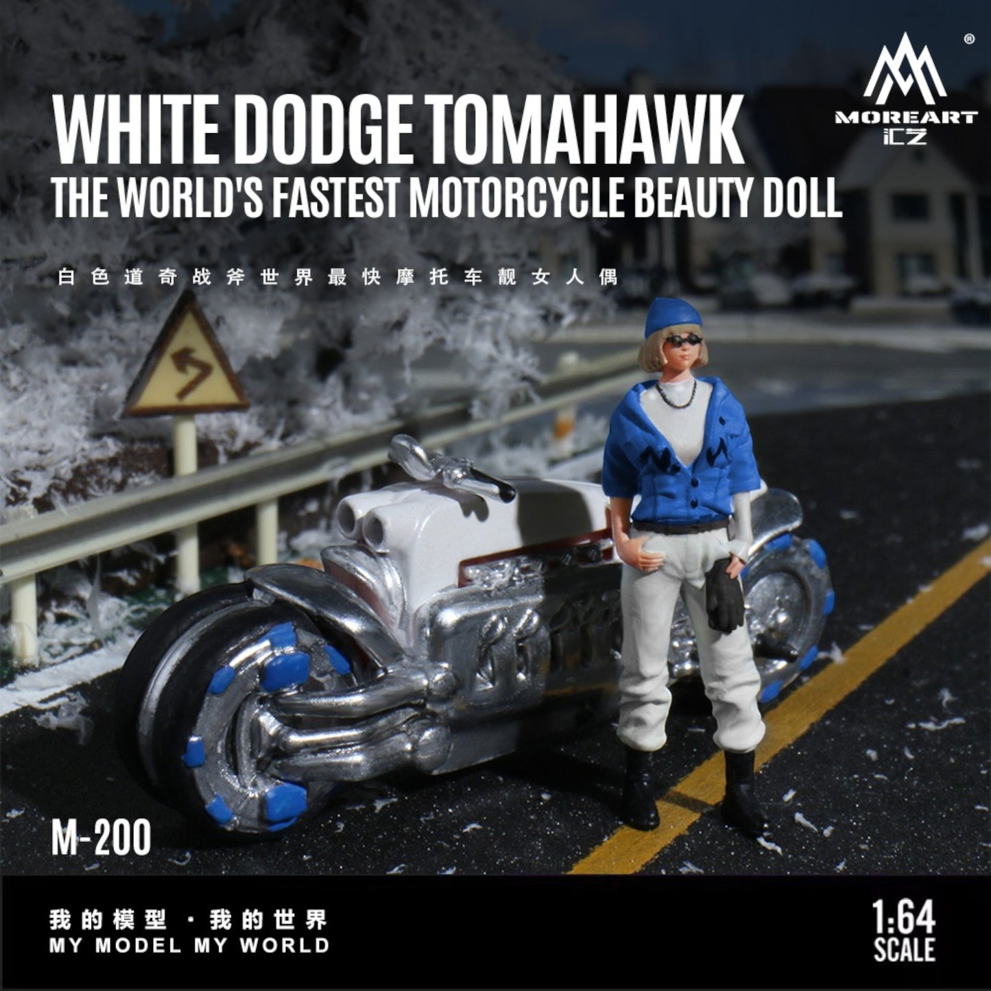 MoreArt - Pre-Order - Dodge Tomahwak Motorcycle mit Beauty Doll, white - MO222200