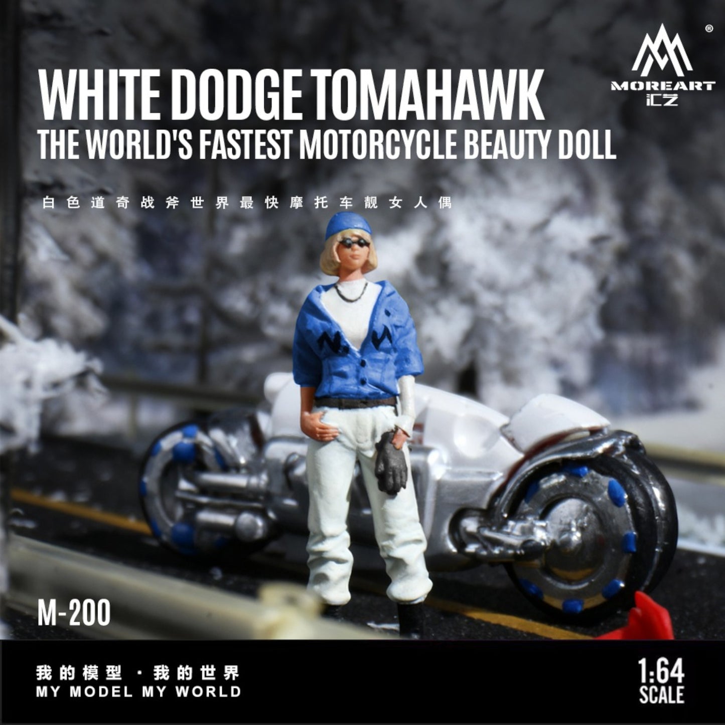 MoreArt - Pre-Order - Dodge Tomahwak Motorcycle mit Beauty Doll, white - MO222200