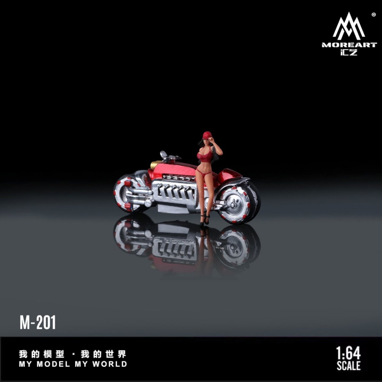 MoreArt - Pre-Order - Dodge Tomahwak Motorcycle mit Bikini Doll, red - MO222201