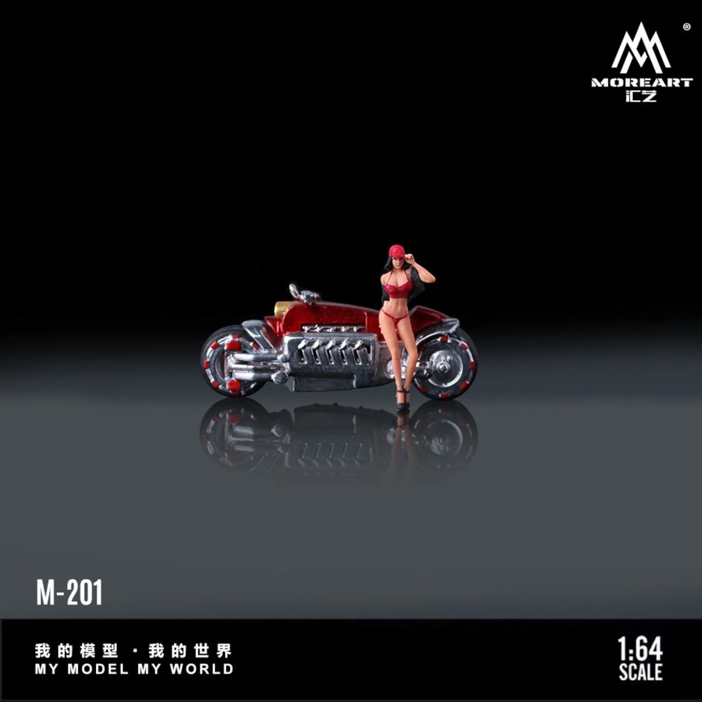 MoreArt - Pre-Order - Dodge Tomahwak Motorcycle mit Bikini Doll, red - MO222201