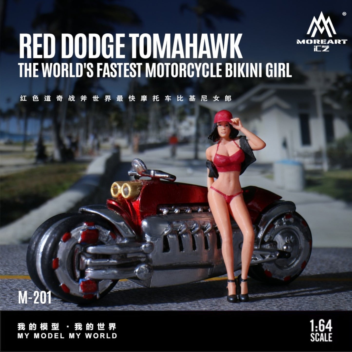 MoreArt - Pre-Order - Dodge Tomahwak Motorcycle mit Bikini Doll, red - MO222201