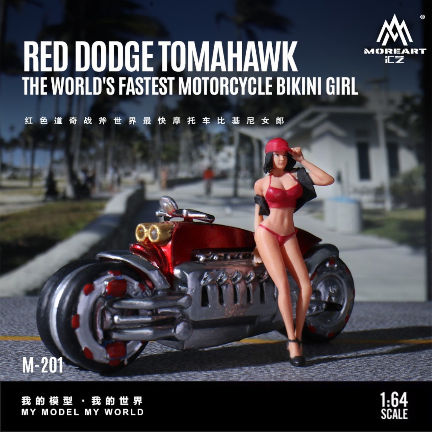 MoreArt - Pre-Order - Dodge Tomahwak Motorcycle mit Bikini Doll, red - MO222201