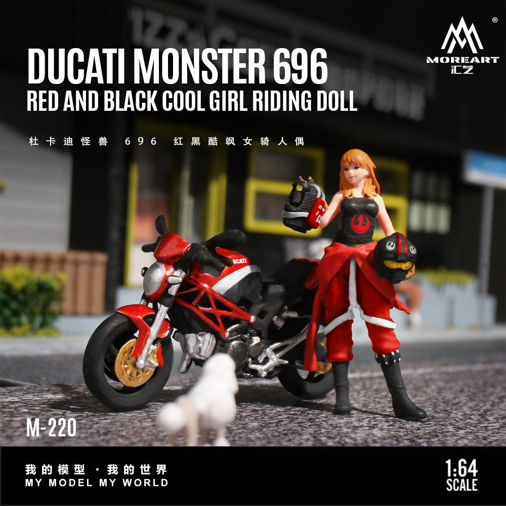 MoreArt - Pre-Order - Ducati Monster 696 Red-Black Bold Female Rider - Resin - MO222220
