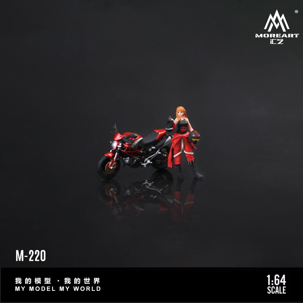 MoreArt - Pre-Order - Ducati Monster 696 Red-Black Bold Female Rider - Resin - MO222220