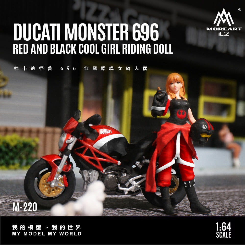 MoreArt - Pre-Order - Ducati Monster 696 Red-Black Bold Female Rider - Resin - MO222220