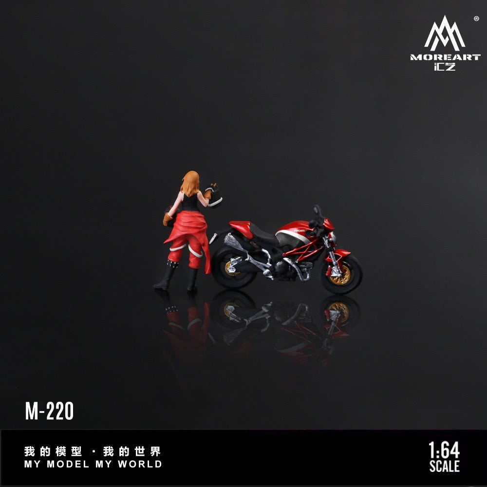 MoreArt - Pre-Order - Ducati Monster 696 Red-Black Bold Female Rider - Resin - MO222220