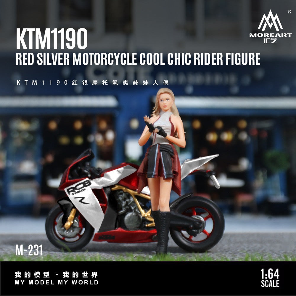 Pre-Order bis 10.03.2026 - MoreArt - KTM1190 with Red Silver Motorcycle Cool Girl Figure - MO222231