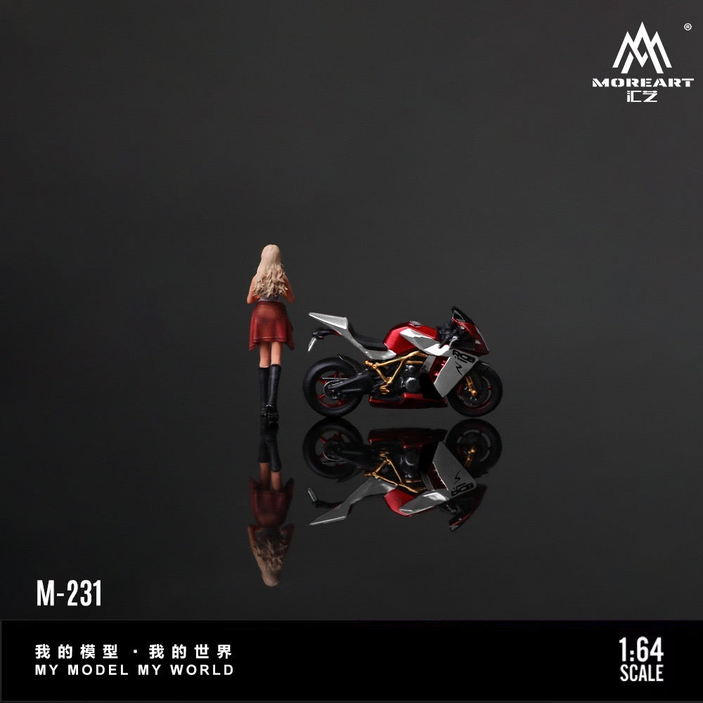 Pre-Order bis 10.03.2026 - MoreArt - KTM1190 with Red Silver Motorcycle Cool Girl Figure - MO222231