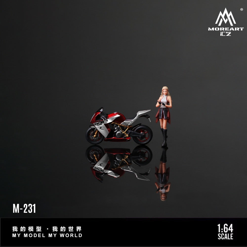Pre-Order bis 10.03.2026 - MoreArt - KTM1190 with Red Silver Motorcycle Cool Girl Figure - MO222231