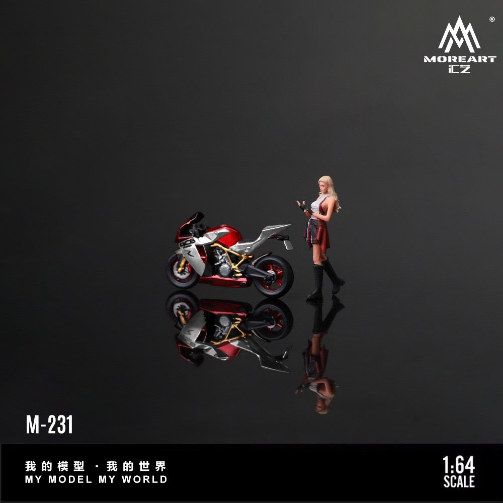 Pre-Order bis 10.03.2026 - MoreArt - KTM1190 with Red Silver Motorcycle Cool Girl Figure - MO222231