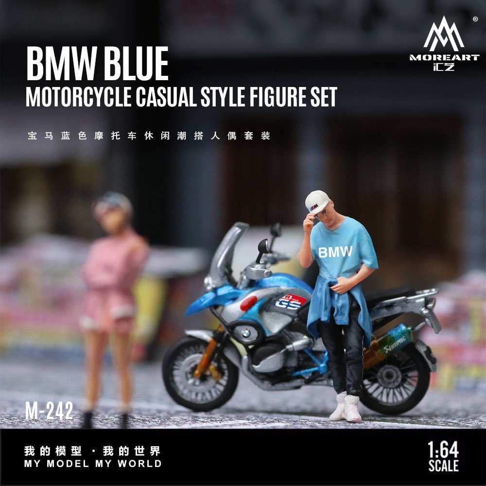 MoreArt - Pre-Order - BMW Blue Motorcycle Casual Casual Figure Set - Resin - MO222242