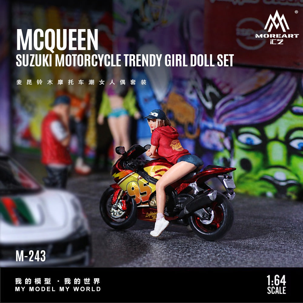MoreArt - Pre-Order - McQueen Suzuki Motorcycle Trendy Woman Figure Set - Resin - MO222243