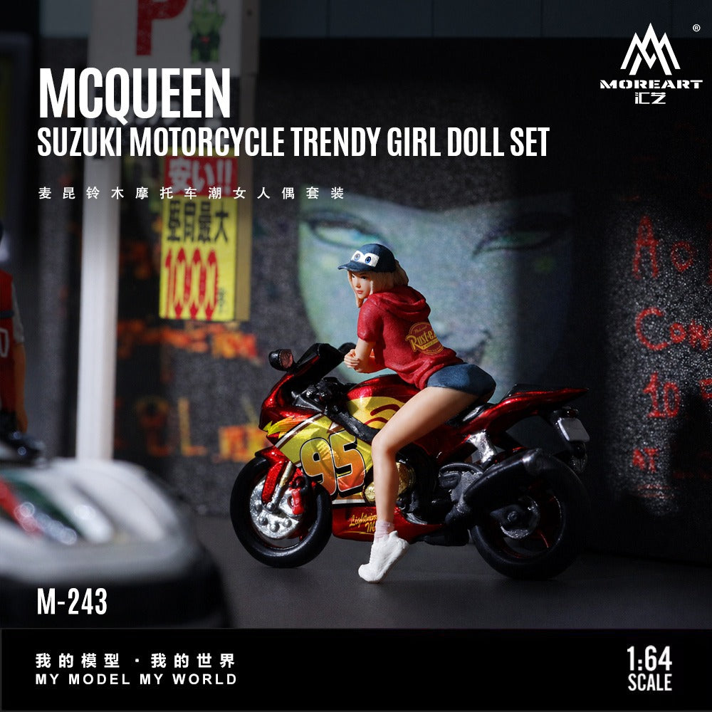 MoreArt - Pre-Order - McQueen Suzuki Motorcycle Trendy Woman Figure Set - Resin - MO222243