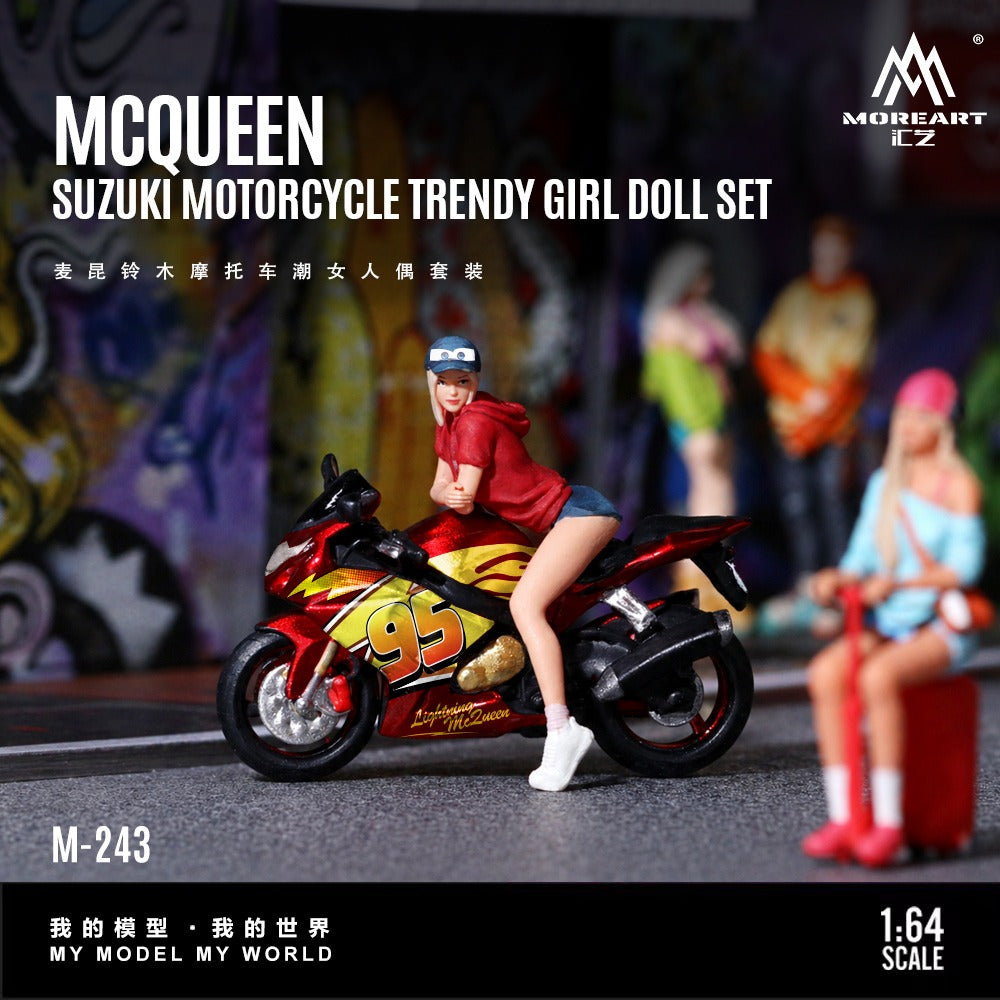 MoreArt - Pre-Order - McQueen Suzuki Motorcycle Trendy Woman Figure Set - Resin - MO222243