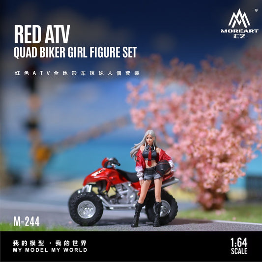 MoreArt - Pre-Order - Red ATV Quad Biker Girl Figur Set - Resin - MO222244