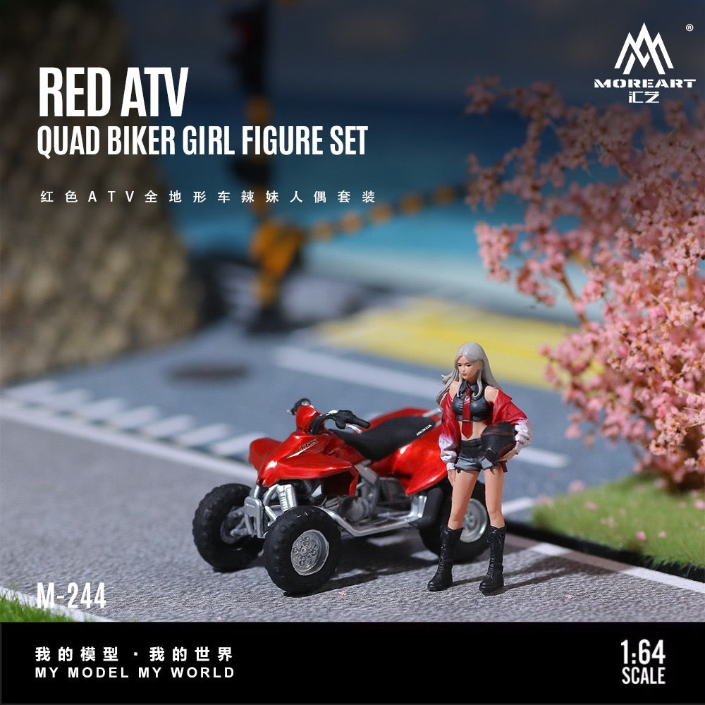 MoreArt - Pre-Order - Red ATV Quad Biker Girl Figur Set - Resin - MO222244