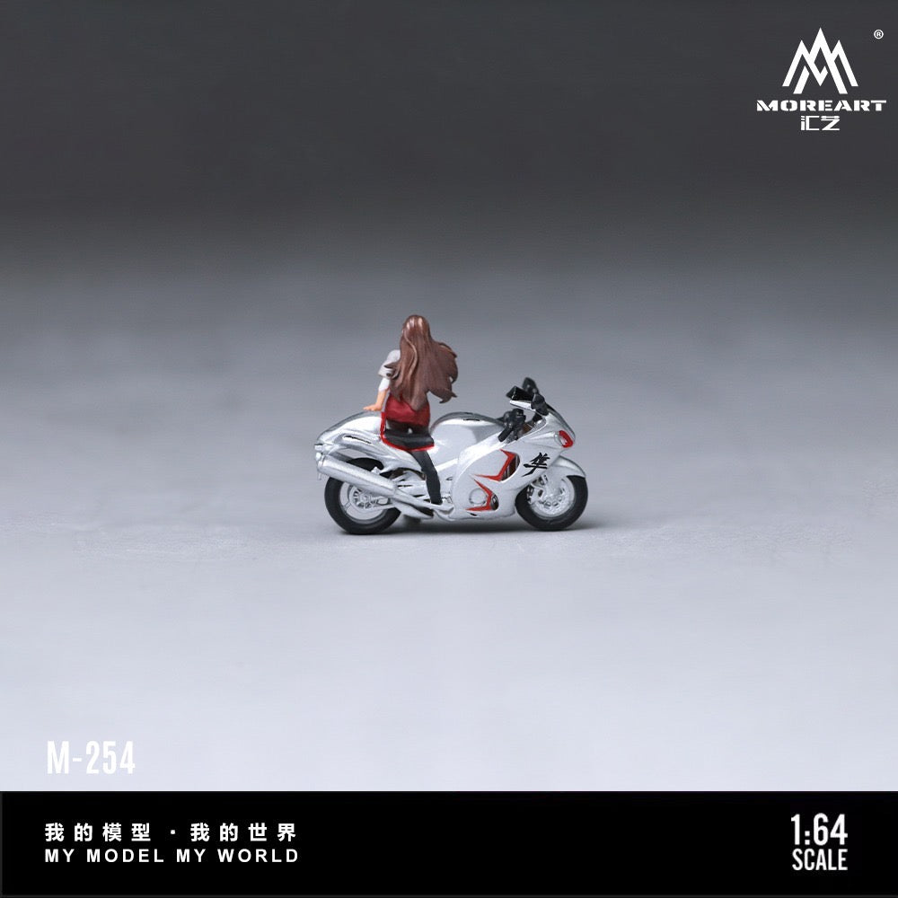 MoreArt - Pre-Order - Silver War Falcon Motorcycle with Girl Set - Resin - MO222254
