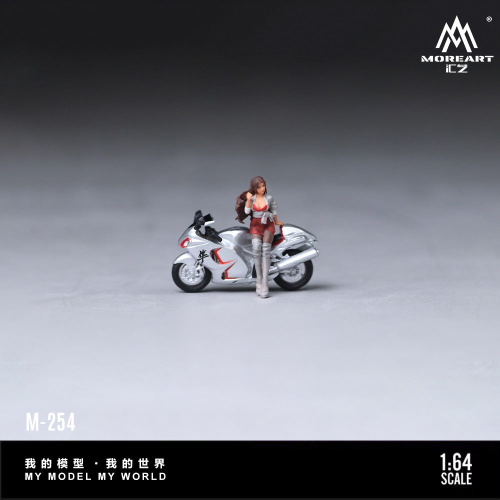 MoreArt - Pre-Order - Silver War Falcon Motorcycle with Girl Set - Resin - MO222254