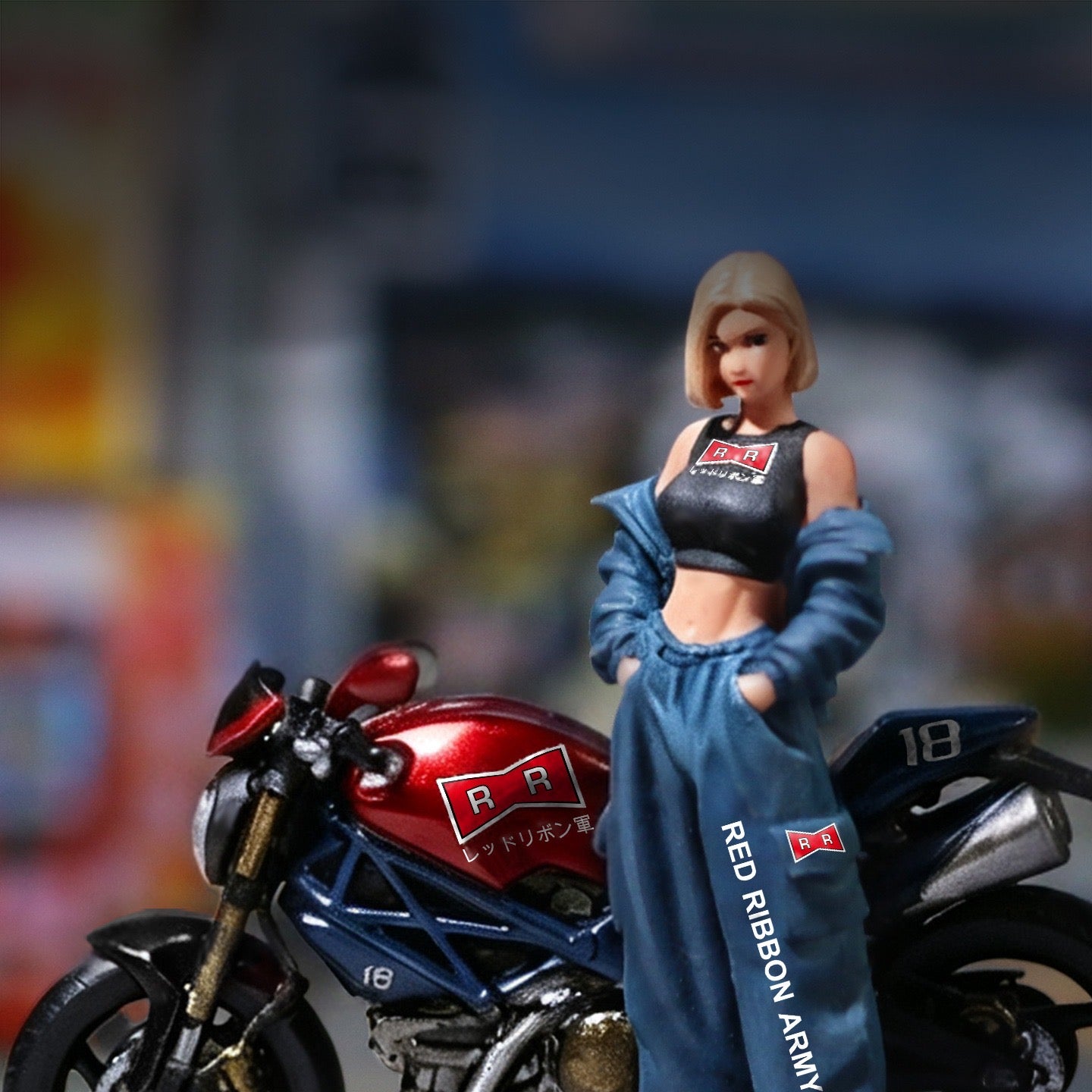 MoreArt - Pre-Order - Red Ribbon Android 18 Motorcycle Figur Set - Resin - MO222258