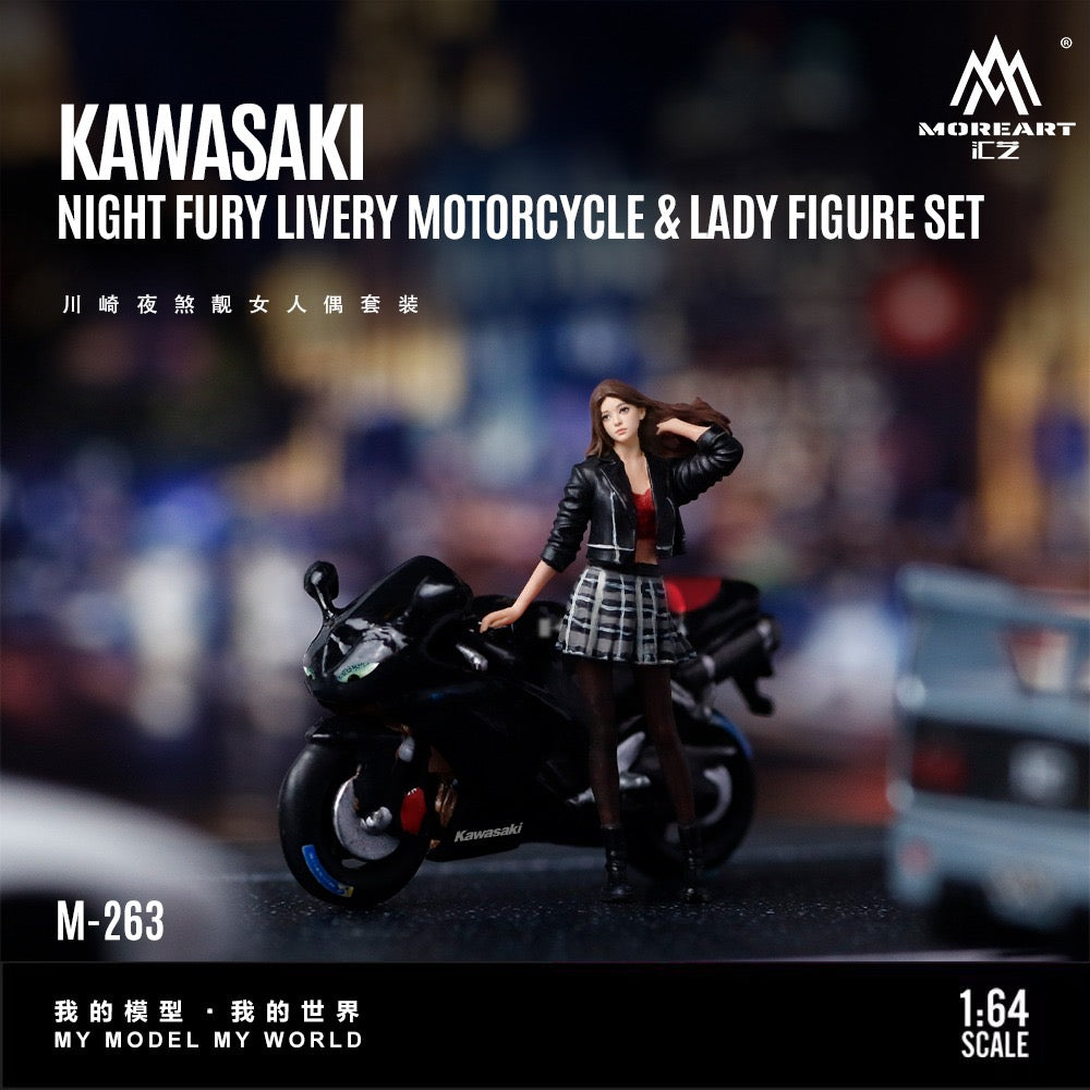 MoreArt - Pre-Order - Kawasaki Night Fury Motorcycle with Lady - Resin - MO222263