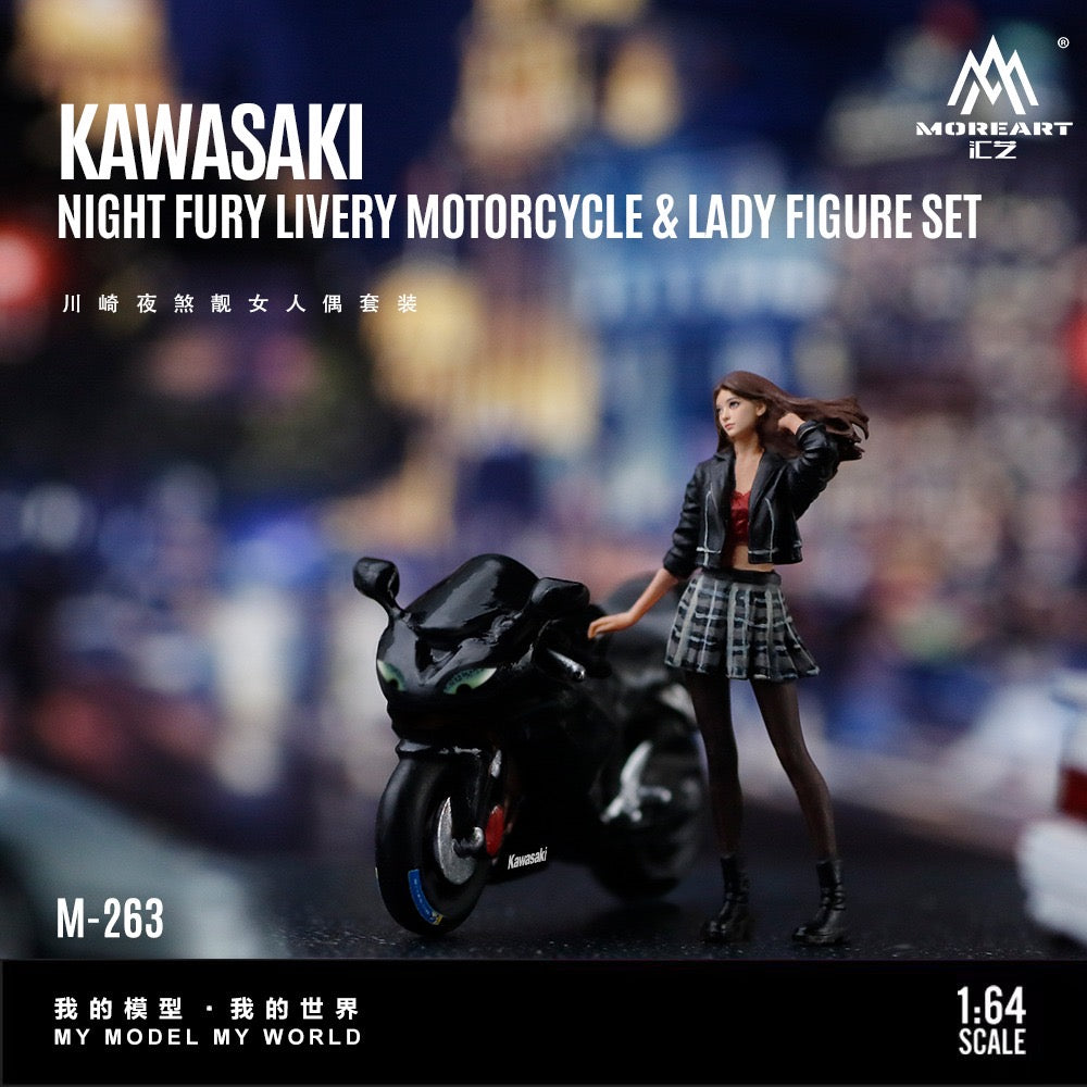 MoreArt - Pre-Order - Kawasaki Night Fury Motorcycle with Lady - Resin - MO222263
