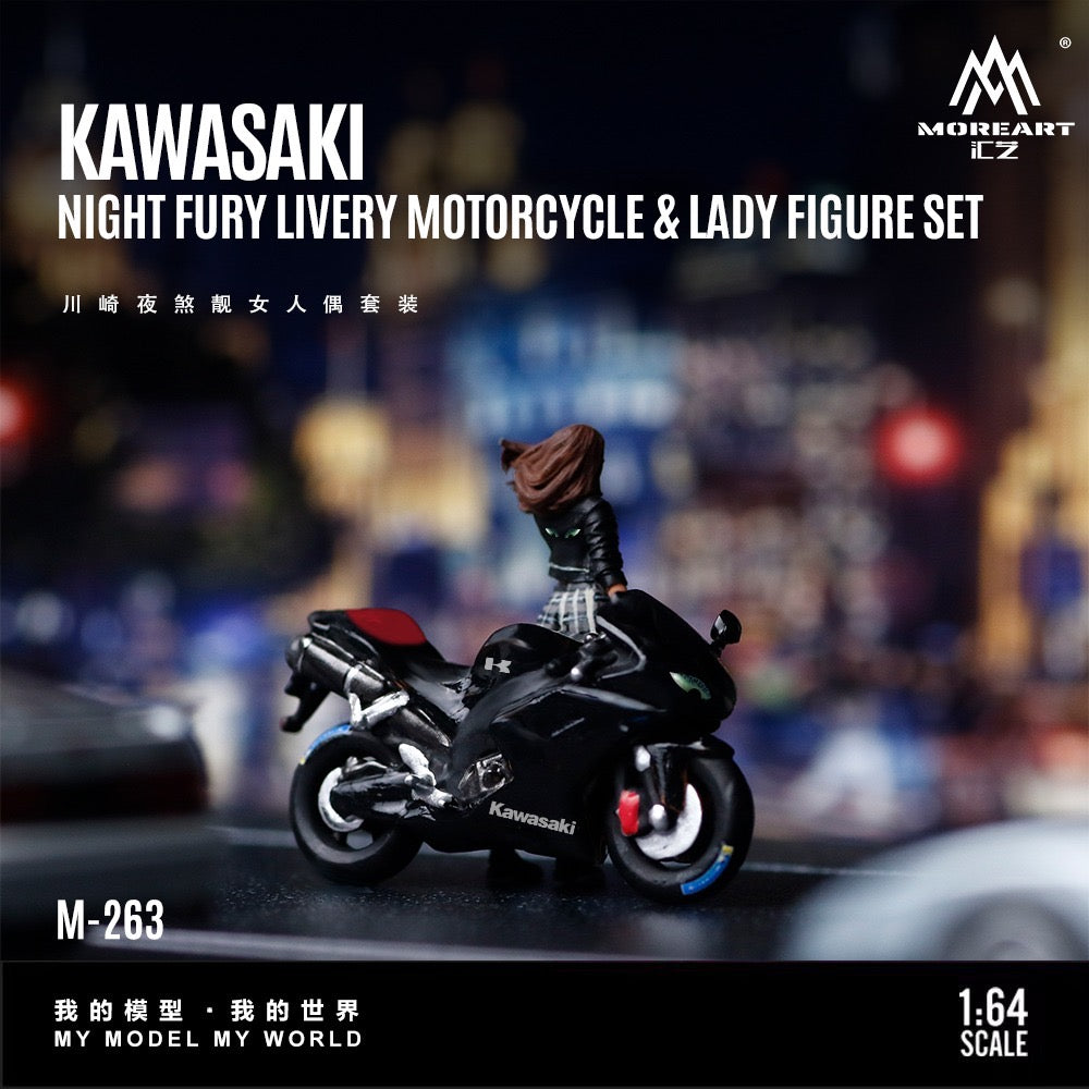 MoreArt - Pre-Order - Kawasaki Night Fury Motorcycle with Lady - Resin - MO222263
