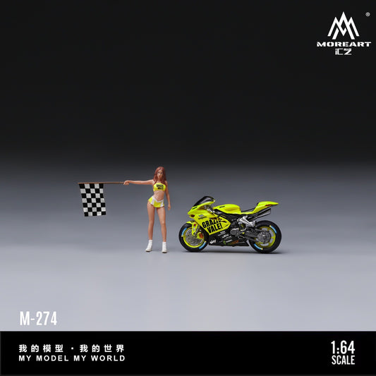MoreArt - Pre-Order - Checkered Flag Race Queen & Racing Bike Set - Resin - MO222274