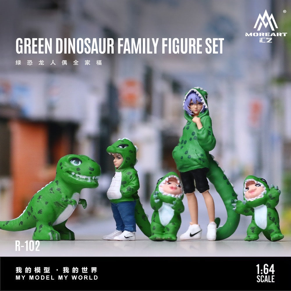 Pre-Order bis 26.06.2026 - MoreArt - Green Dinosaur Figure Family Set - Resin - MO223102