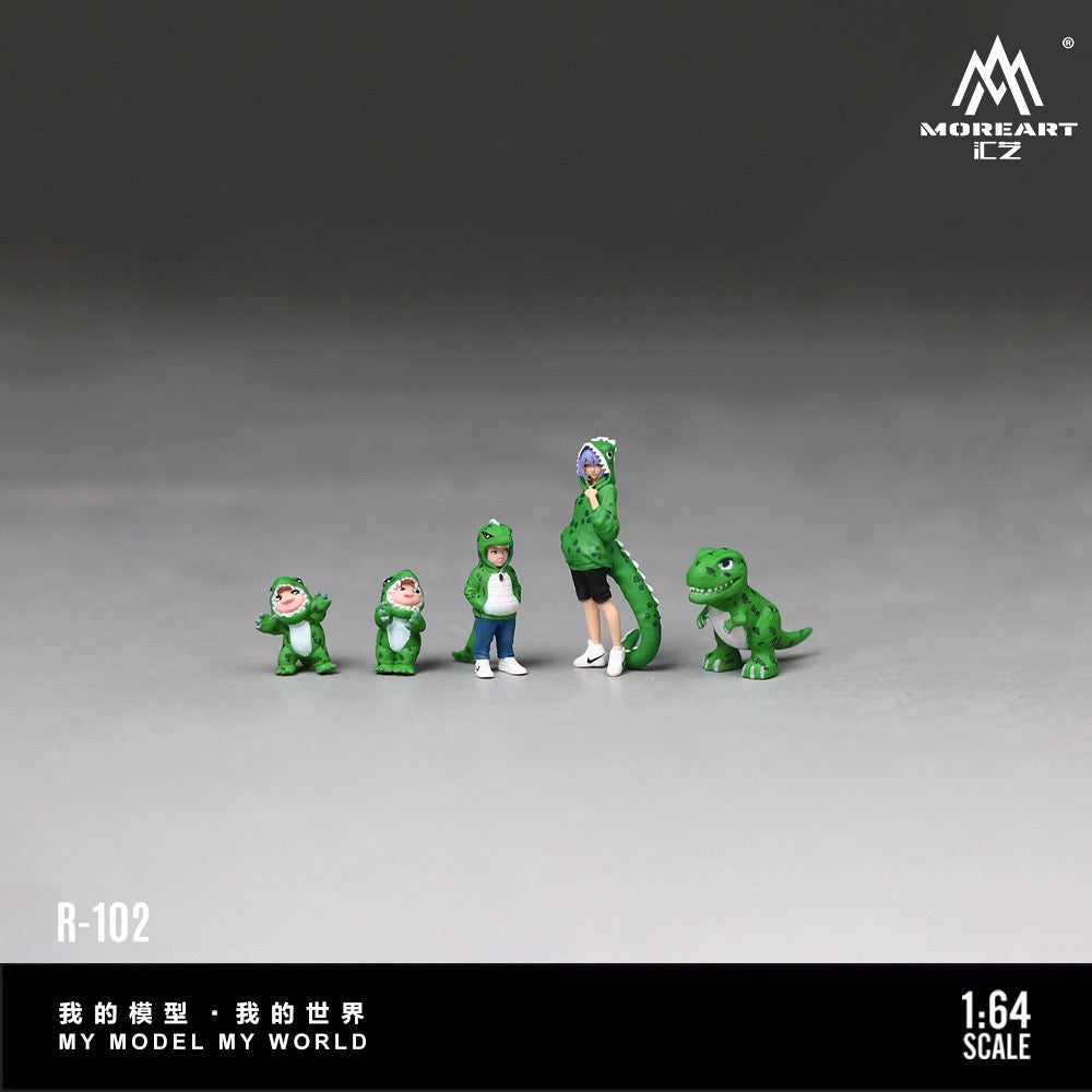Pre-Order bis 26.06.2026 - MoreArt - Green Dinosaur Figure Family Set - Resin - MO223102