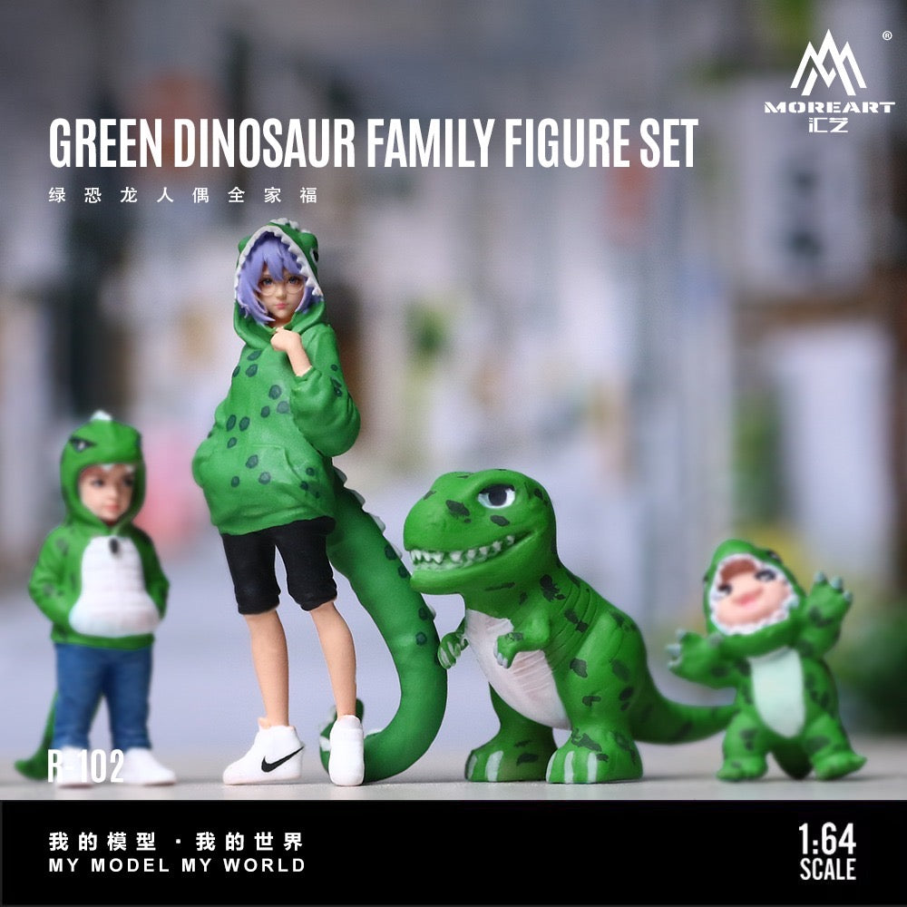 Pre-Order bis 26.06.2026 - MoreArt - Green Dinosaur Figure Family Set - Resin - MO223102