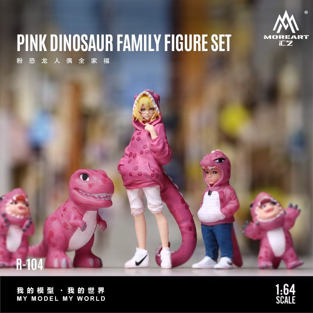 MoreArt - Pre-Order - Pink Dinosaur Figure Family Set pink - Resin - MO223104