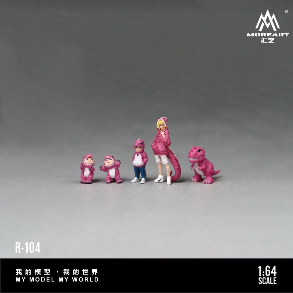 MoreArt - Pre-Order - Pink Dinosaur Figure Family Set pink - Resin - MO223104