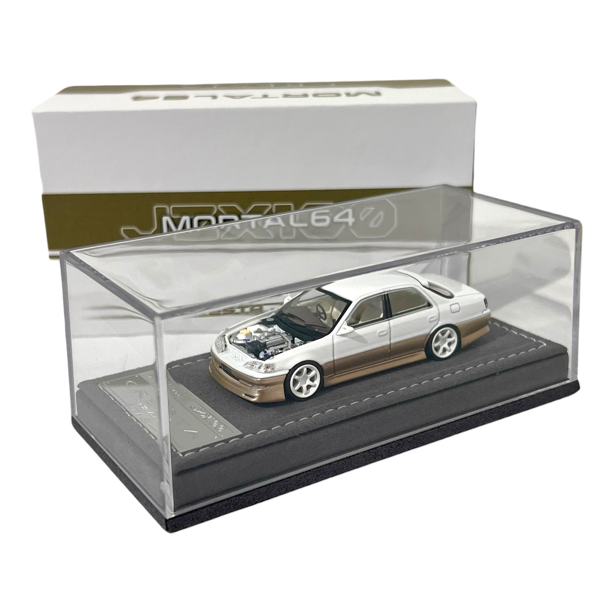 Mortal Diecast - Toyota Cresta 2.5 Roulant G, Pearl White/Gold - MO64-CRES-PWHI