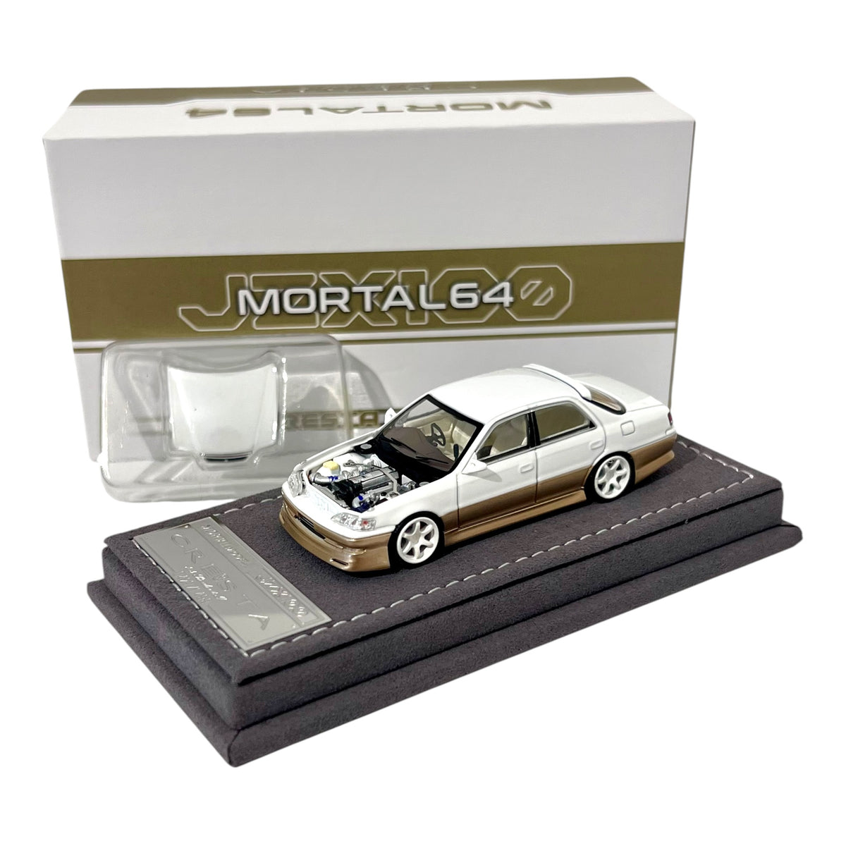 Mortal Diecast - Toyota Cresta 2.5 Roulant G, Pearl White/Gold - MO64-CRES-PWHI