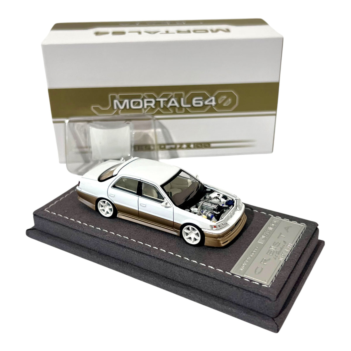 Mortal Diecast - Toyota Cresta 2.5 Roulant G, Pearl White/Gold - MO64-CRES-PWHI