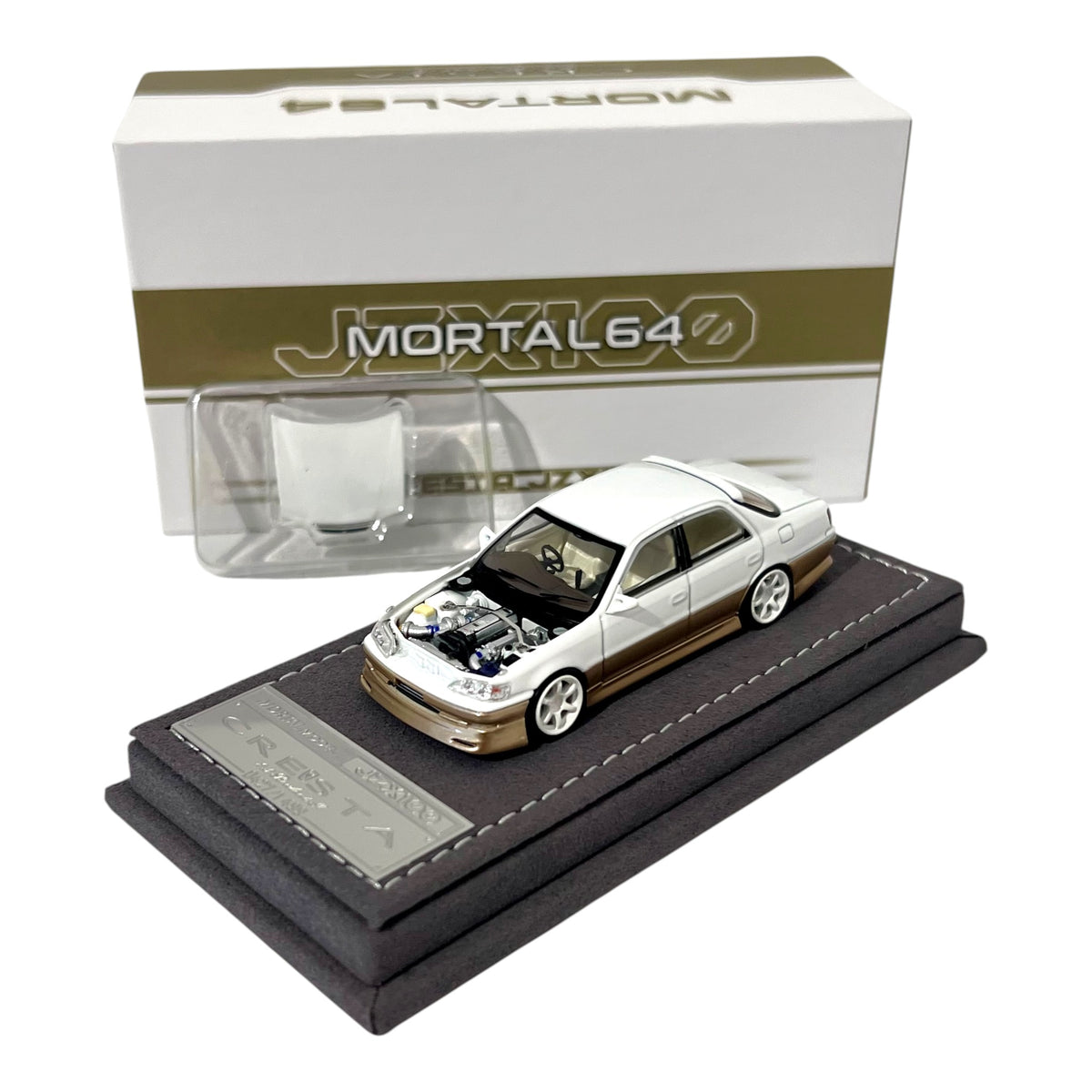 Mortal Diecast - Toyota Cresta 2.5 Roulant G, Pearl White/Gold - MO64-CRES-PWHI